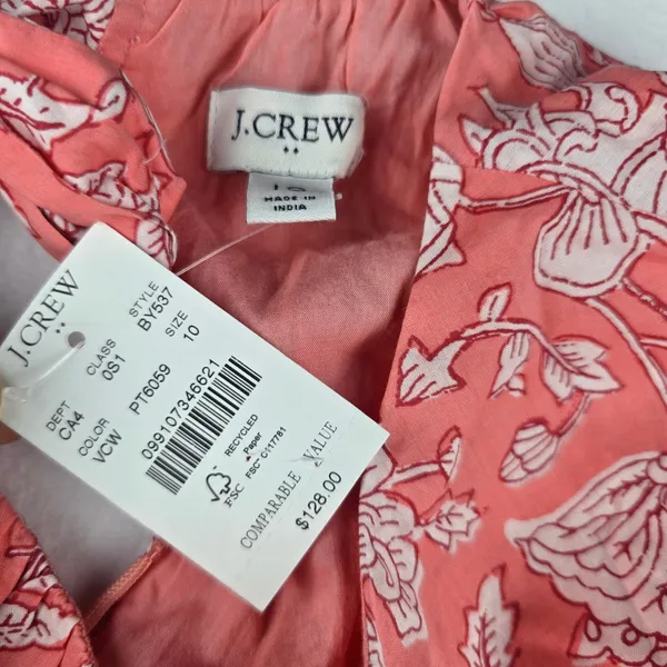 J.Crew 36G NWT BROKEN ZIPPER Floral Dress Sleeveless Tie Back Midi Pink Size‎ 10 - Image 4