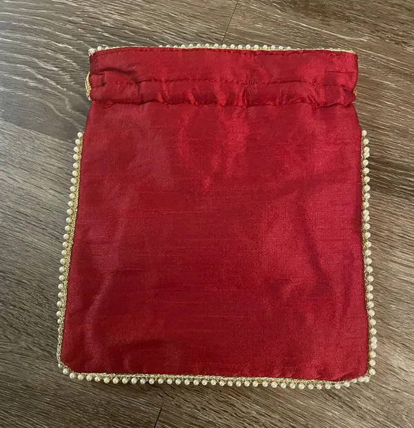Dark Red drawstring purse - Image 2