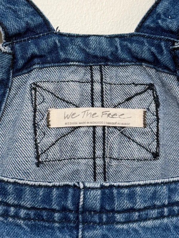Free People We The Free Overall Smock Mini Dress Size Medium Denim - Image 3