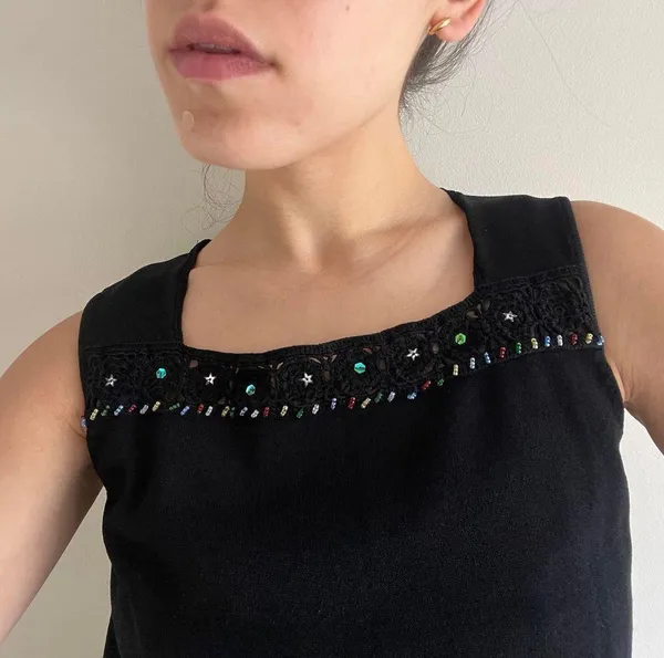 Knit Beaded 90s Top Black - Image 5