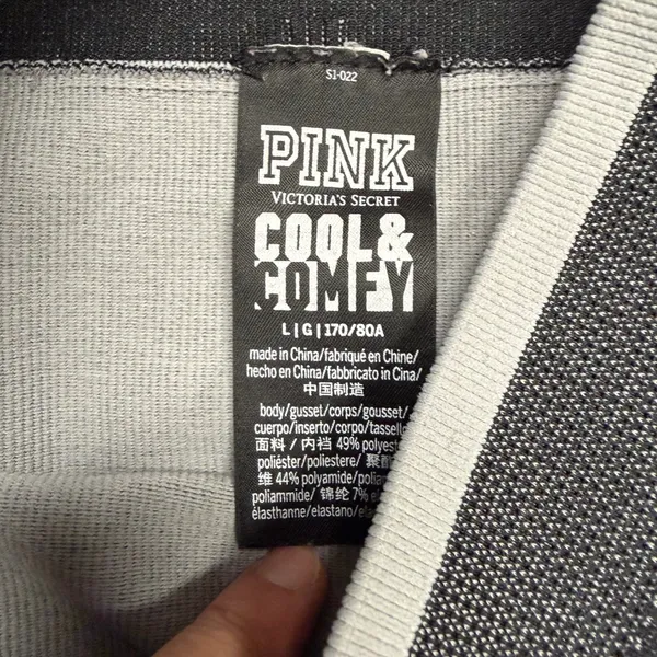 Pink Victorias Secret Cool & Comfy Leggings Black Grey Colorblock Large S1-022 - Image 2