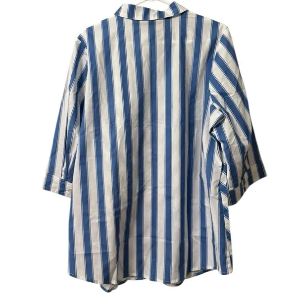 Woman Within‎ Womens Blue White Striped Print Button Up Shirt Size Large Office - Image 2