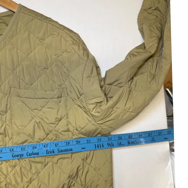 Nordstrom Quilted Liner Jacket‎ Medium Olive Green Diamond Stitch Snap Front - Image 6