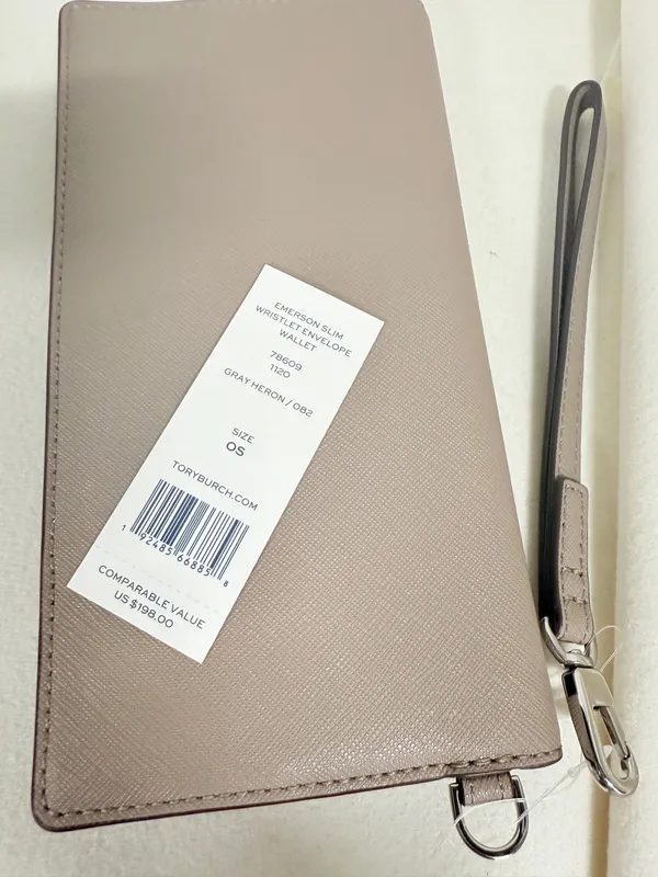 Tory Burch 78609 Emerson Slim Wristlet Envelope Wallet gray - Image 4