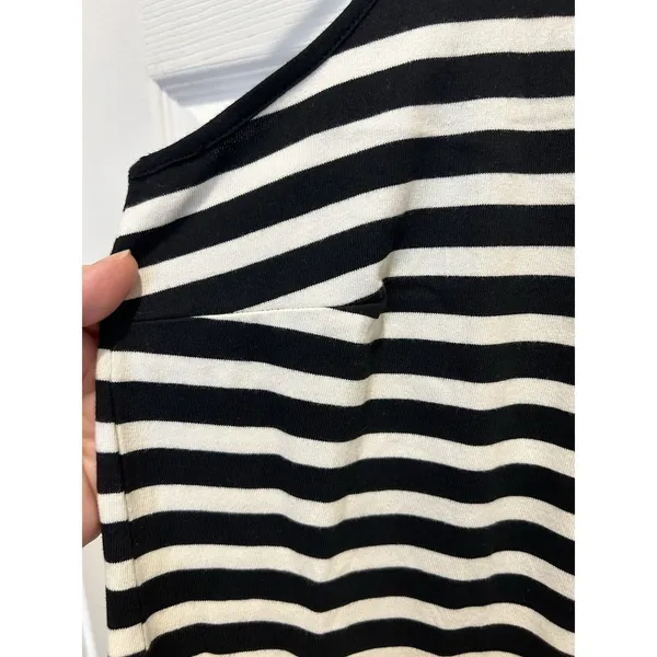 Lauren Ralph Lauren Black‎ White Striped Ruffle Hem Sleeveless Cotton Dress M - Image 5