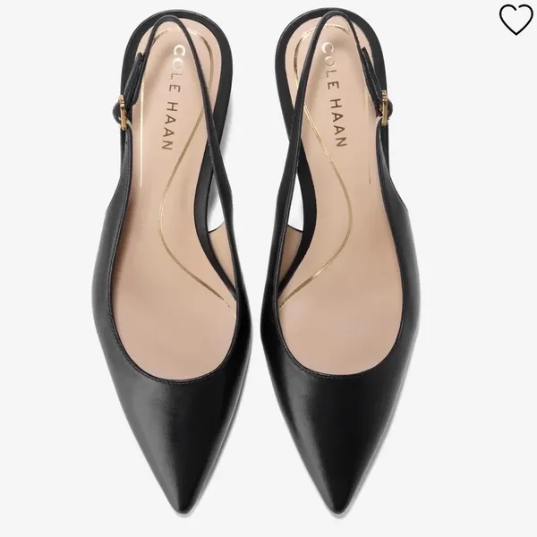 Cole Haan Black Leather Slingback Kitten Heel Pumps Womens 10.5 B - Image 4