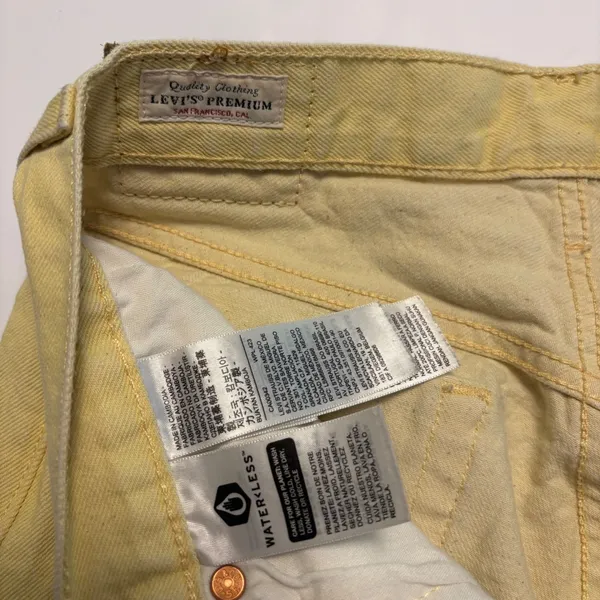 Levi's 501 Original Fit Jeans Womens 29 Yellow Straight Leg Button Fly Denim - Image 8