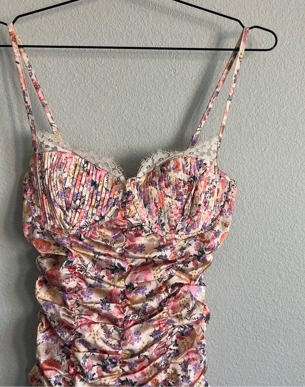For Love And Lemons Multi-Color Floral Gardenia Mini Dress. Size Medium - Image 6