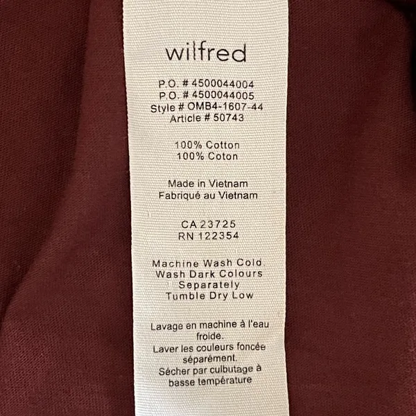 Wilfred Aritzia Women's Burgundy Cropped Top size Small - Image 6