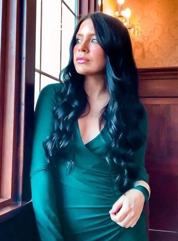 Boohoo Dark Green Long Sleeve High Slit Ruched Side Maxi Dress sz 8 - Image 3