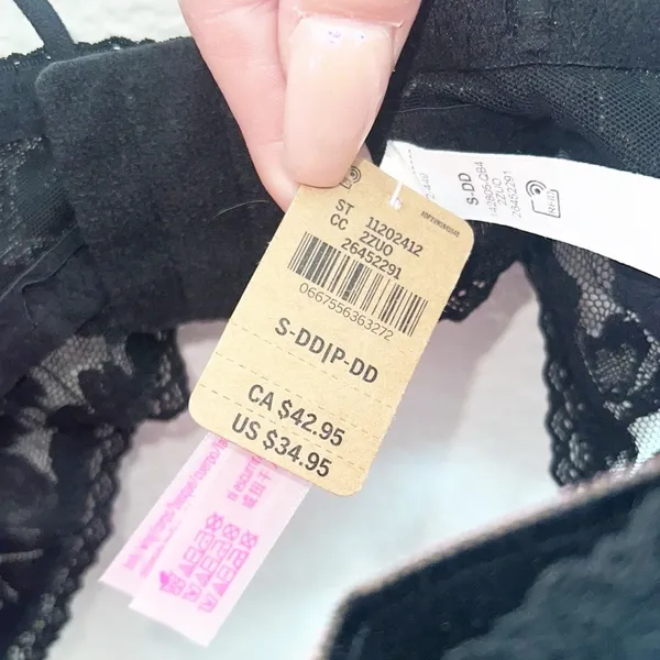 Pink Victoria's Secret Black Push Up Lace Hook Closure Bralette New - Image 5