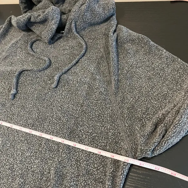 Aerie Women's Charcoal‎ Gray Boucle Fleece Pullover Hoodie Sweatshirt Large - Image 8