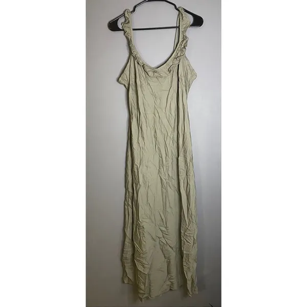 And Now Crushed Oregano Sleeveless Ruffle Maxi Dress Size Large NWT - Image 2