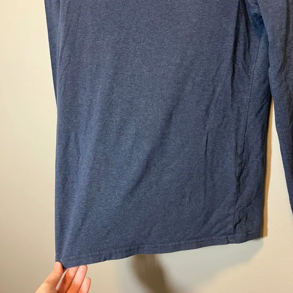 Pact Organic Cotton Long Sleeve Crew Neck Tee Heathered Navy Blue Medium - Image 4