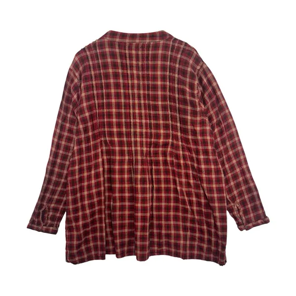 Natural Life Top Womens XL Red Plaid Flowy Tunic Boho Gauzy Peasant Boho Casual - Image 2