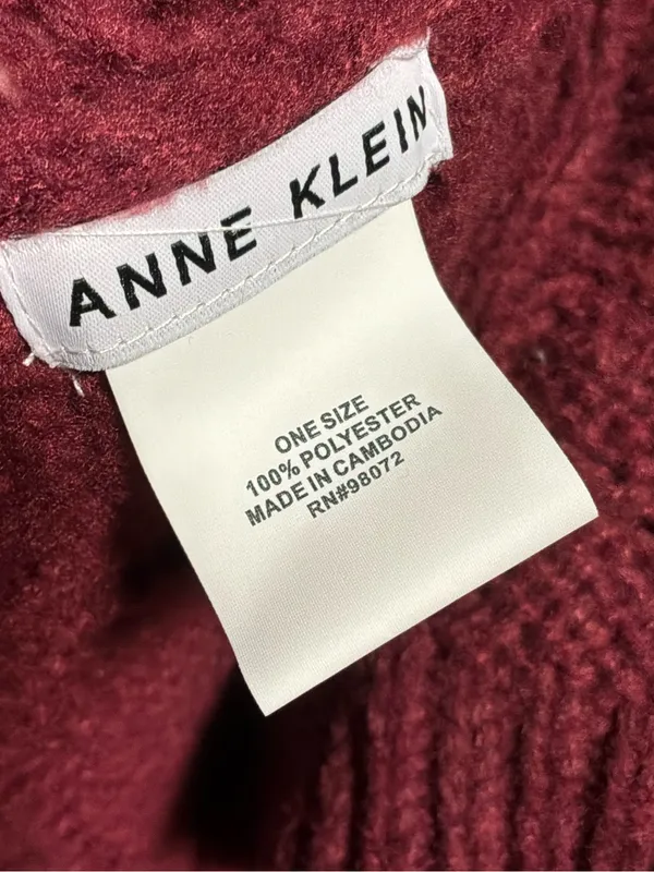 #49 Anne Klein Women’s Knit Hat & Scarf Set In Burgundy One Size - Image 3