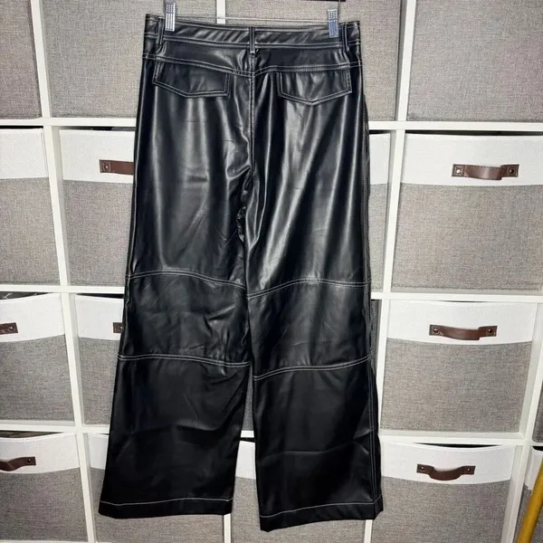 Commense Faux Leather Straight Leg Pants Size Large - Image 3