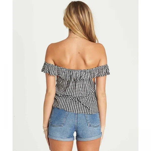 Billabong Peach Kisses Top - Gingham Black/White - XS - Image 4