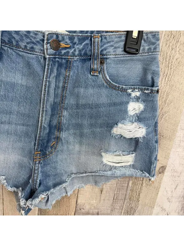 Abercrombie & Fitch Women's Size 2 W26 Distressed Denim Cutoff Short High Rise - Image 5