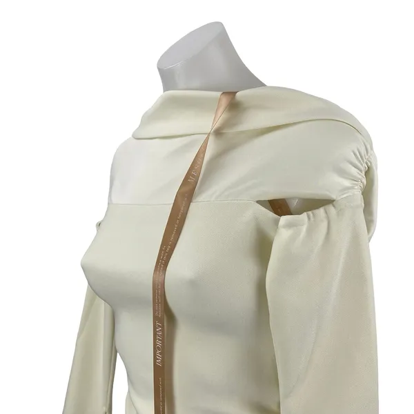Meshki Cream Long Bell Sleeve Off The Shoulder Cutout Mini Bodycon Dress Sz XXS - Image 3