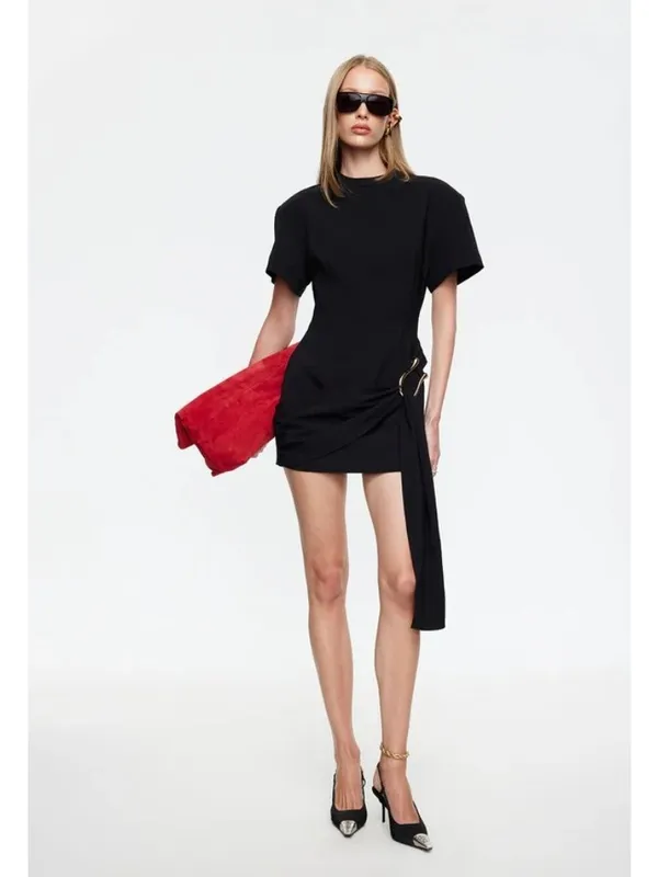 Lioness Martini Mini Dress in Onyx Medium New Womens Tailored Shirtdress - Image 14