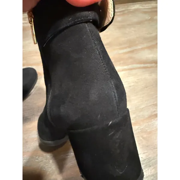 Ron White Jozie Weatherproof Black Suede Booties‎ Gold Buckle EU 35.5 US 5.5 - Image 14