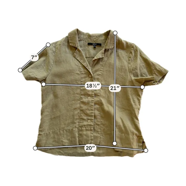 Quince Linen Short Sleeve Shirt Womens XS Olive Excellent European Flax Top - Image 5