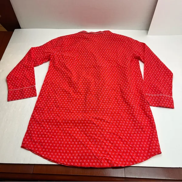 Roller Rabbit Red Pink Heart Button Front Nightgown Sleep Tunic Shirt Medium NEW - Image 11