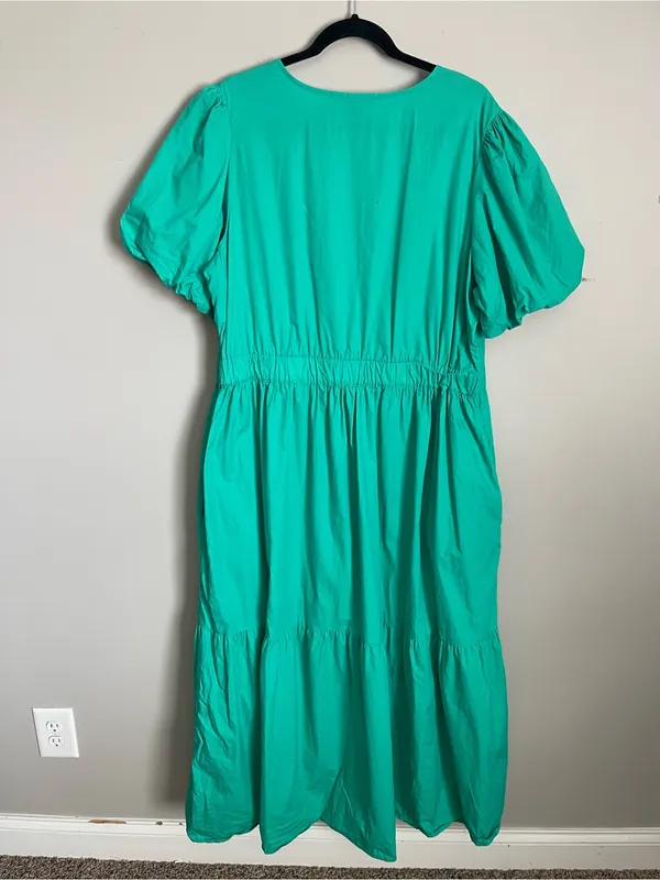 FRENCH CONNECTION Teal Puff-Sleeve Maxi Dress Sz XXL - Image 7