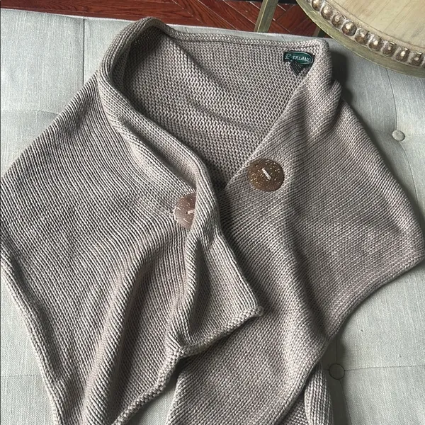Overland Knit 100% Cotton Button Shall One Size Brown - Image 3