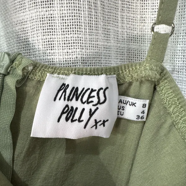 Princess Polly Women's Dreams Green Romper Sleeveless Shorts Pockets Cuffed Sz 4 - Image 3