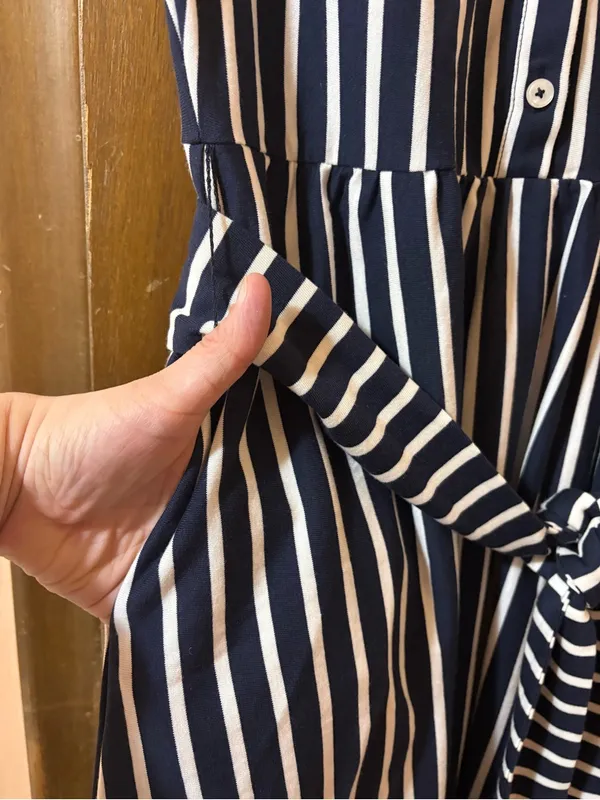 Boden Honor Short Sleeve Shirt Dress in Navy and White Stripe - Image 9