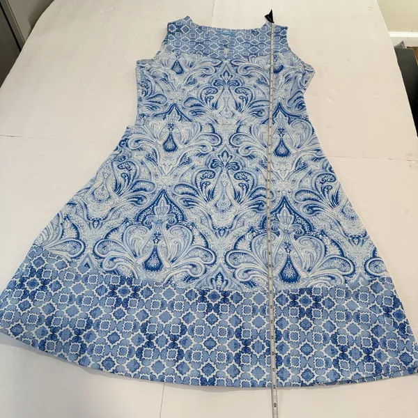 J‎ McLaughlin Blue Catalina Cloth Sleeveless A Line Dress Size MEDIUM - Image 8