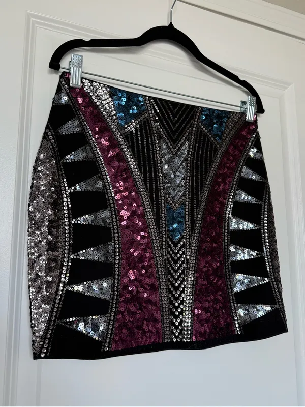Express 2002/Y2K NWT Sequin Geometric Mini Skirt Size S clubbing evening skirt - Image 3