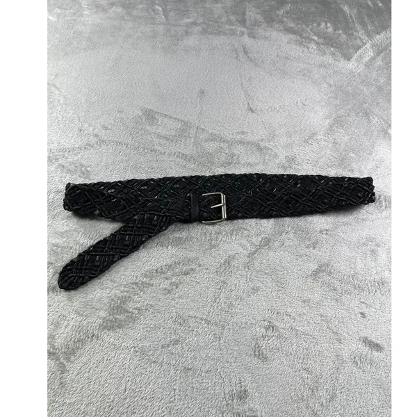 Western Boho Black Braided Leather Belt Waist Cincher Adjustable 50” Large XL - Image 3
