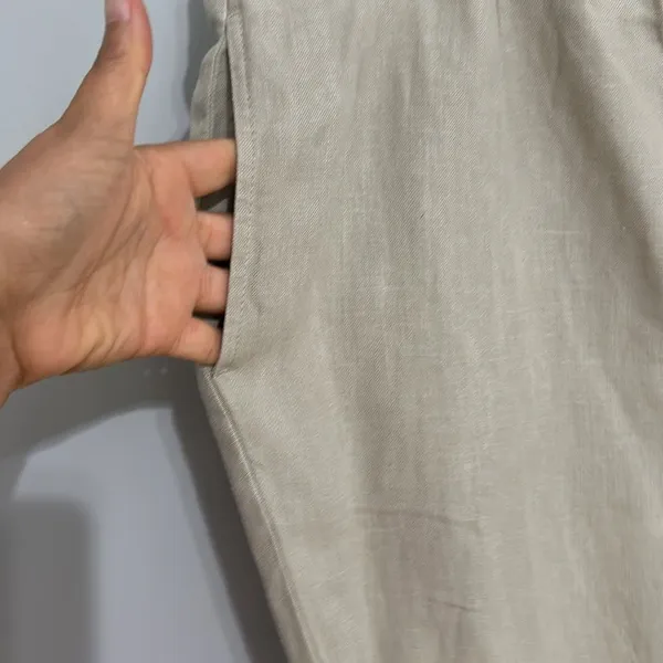 J Jill Love Linen Pants Flax Women’s Beige Tan Elastic Waist - Image 3