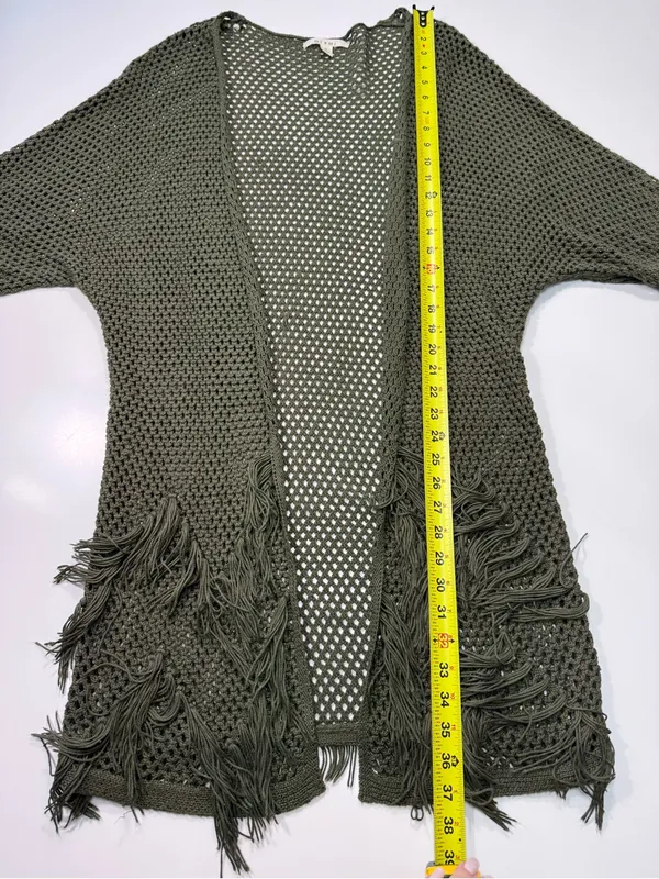 miami Olive Open-Knit Fringe Beach Coverup - Image 3