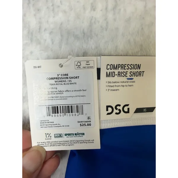 DSG Women Compression Mid-Rise Shorts Royal Blue White 3"‎ Inseam NWT XS - Image 5