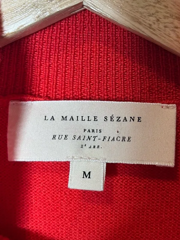 Sézane 100% Merino Wool Knit Jacob Jumper Mock Neck Sweater in Red - Image 6