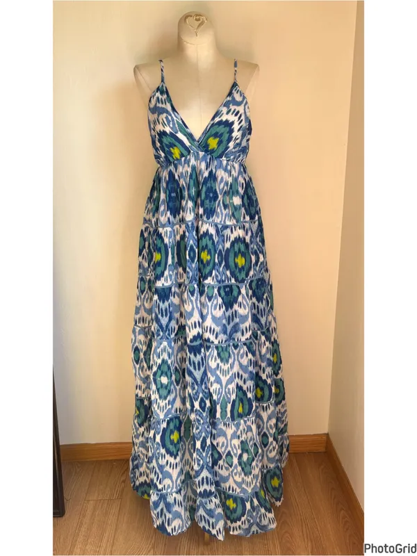 Anthropologie Ro’s Garden Florida Blue Ikat Maxi Dress - Image 2