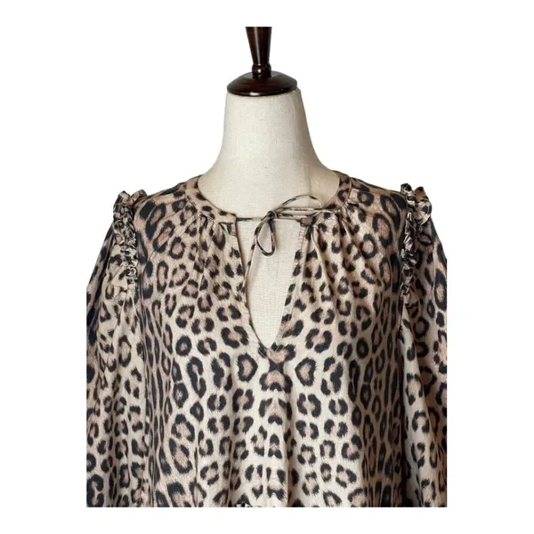 Generation Love Rumi Dress Women XS Brown‎ Leopard Babydoll Balloon Sleeve Mini - Image 5