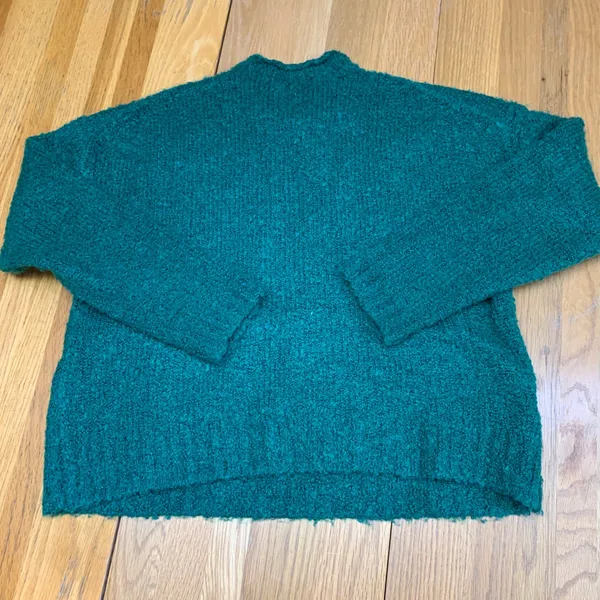 J. Crew Womens Emerald Green Boucle Wool Alpaca Blend Mock‎ Neck Sweater Large - Image 4