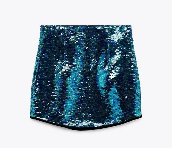 Zara Woman Sequin Short Skirt All Sizes Ref. Blue / Green | 7963/103 - Image 2