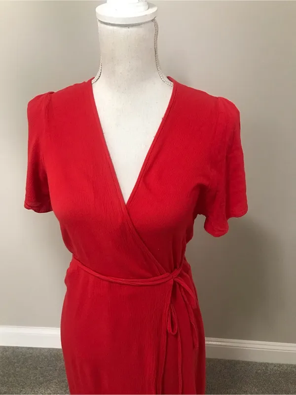 Lulus Much Obliged Red Wrap Maxi dress - Image 7