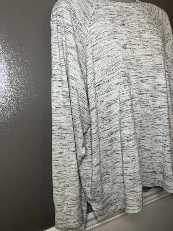 Aerie Sweater Womens XXL Gray Space Dye Knit Raglan Crewneck Pullover Cozy - Image 3