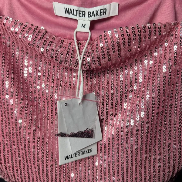 NWT Walter Baker Chellie Sequin Rose Pink Crop Top Medium - Image 5