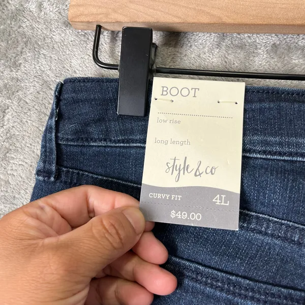 Style & Co Curvy Straight‎ Leg Jeans Low Rise 4L New Blue Cowboy Rodeo - Image 7