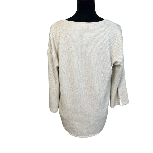 Chicos Beige V-Neck Pullover Sweater Size 2 (LG) Neutral Minimalist Boho Beach - Image 5