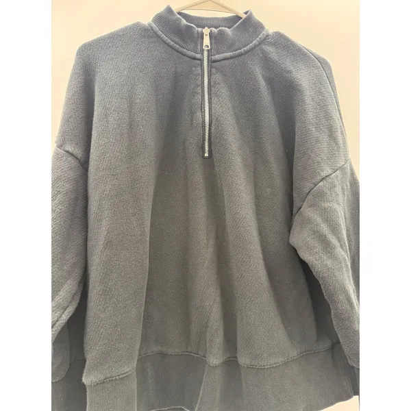Madewell MWL Quarter Zip Sweatshirt Womens Small Black‎ Betterterry Mock Neck - Image 6