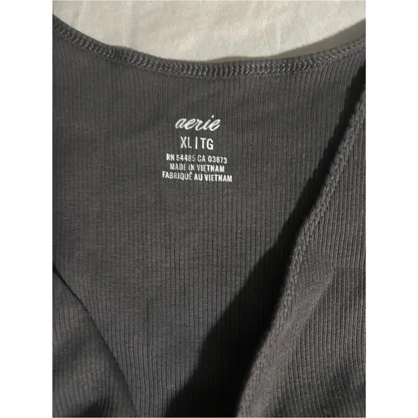 aerie Black Ribbed Twist-Front Mini Dress Size XL - Image 3